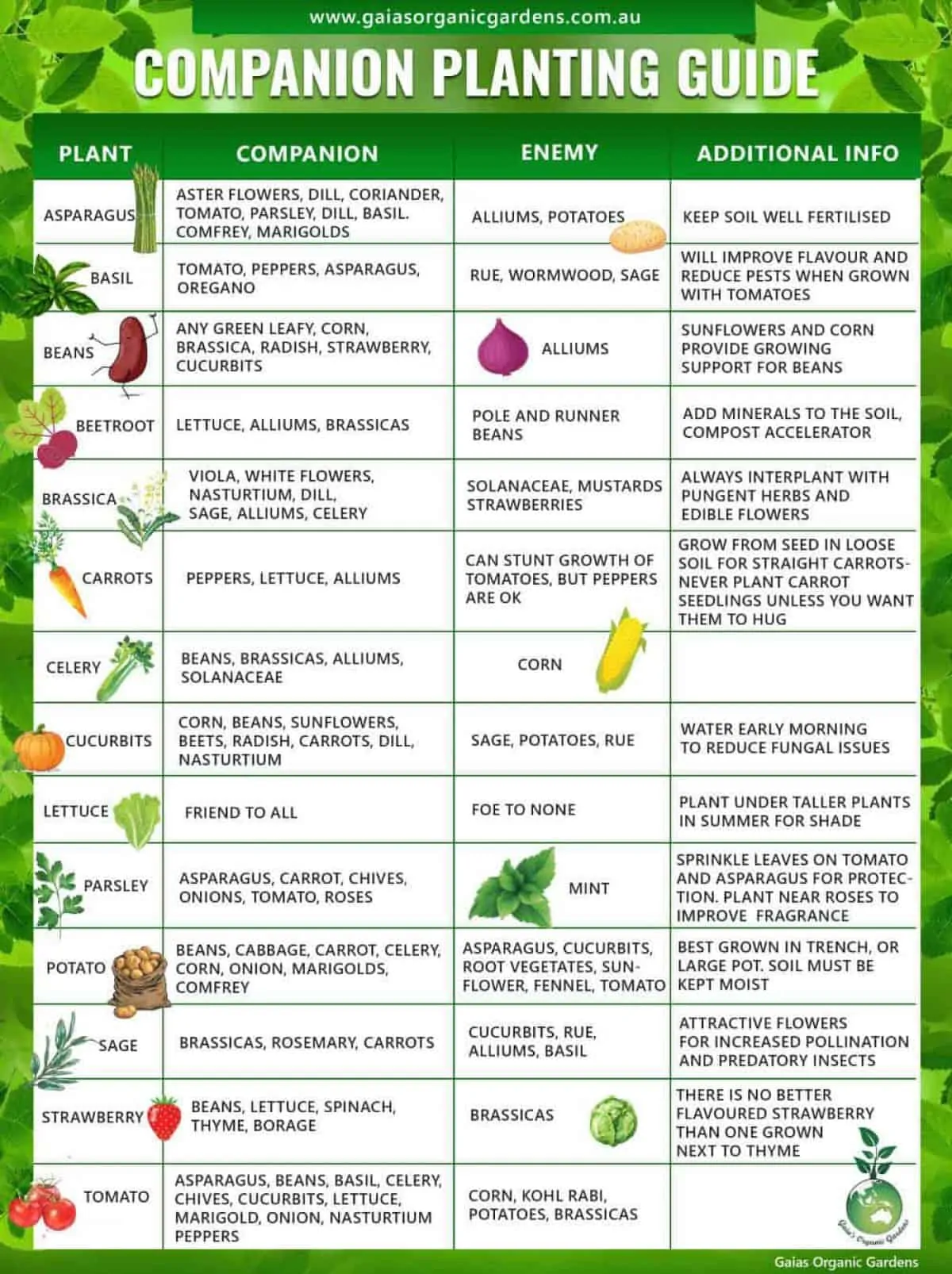 Collection of Companion Planting Charts, Guides, and PDFs World Water